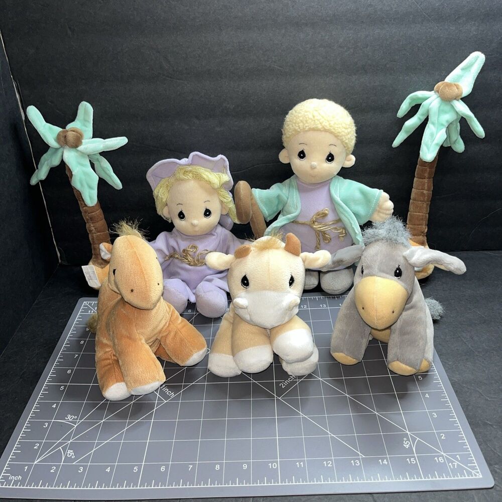 Precious Moments Tender Tails 1999 Plush Christmas Nativity 7 Piece Set NO BABY
